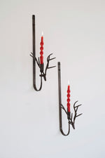 Set of Two Forged Rustic Brass Deer Taper Wall Sconces -24" by Kalalou