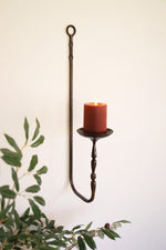 Wall-Mounted Forged-Iron Pillar Candle Holder Set of 2 by Kalalou