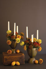 Decorative Metal Taper Holders with Planter Base – Gold Finish (14'') by Kalalou