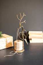 Forged Iron Deer Jute Holder – Decorative Gold Metal Accent (14") by Kalalou