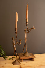Brown Metal Trumpet and Saxophone Candle Holders – Set of 2 (18.5") by Kalalou