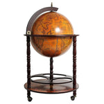 Wood Globe Drink Cabinet – 17.75" Dark Mahogany Finish, Hidden Mini Bar, 3-Tier Design By Old Modern Handicrafts