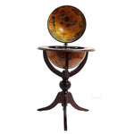 Globe Bar – 17.75" Height Hidden Drink Cabinet – 3 Legs Mahogany Finish By Old Modern Handicrafts