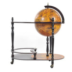 Wood Globe Drink Trolley – 16.5" Hidden Bar Cabinet in Red Mahogany, Rolling 2-Tier Wine Storage Stand By Old Modern Handicrafts