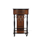 Wine Cabinet – 36" Height Vintage Style – 5 Bottle Storage with Drawer and Wheels By Old Modern Handicrafts