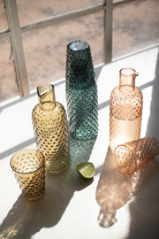 Bubble Glass Carafe & Tumbler Set – Three-Piece Painted Drinkware
