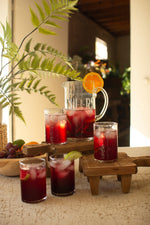 Glass Pitcher and Glass Set of 5 – Cheers Embossed Design 7.5" Tall by Kalalou