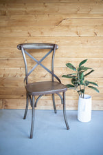 Iron Cross Back Dining  Chair Rustic – Industrial Farmhouse Seating by Kalalou