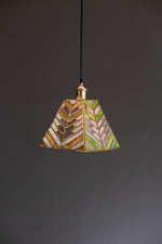 Pyramid Stained Glass Pendant Lamp Multicolor Glass 10" Tall Hanging Light by Kalalou