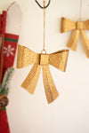 Antique Gold Bow Ornament – Rustic Metal Christmas Accent