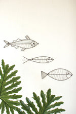 Wire Fish Wall Art, 6" Tall, Black Metal Finish, Coastal Wall Decor (2 X Set of Three) By Kalalou