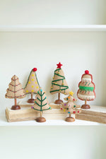 Kalalou Felt Christmas Tree Set – Six Decorative Holiday Accents
