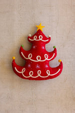 Cozy Felt Red Christmas Tree Throw Pillow – 18" Tall by Kalalou