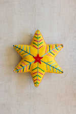 Kalalou Felt Christmas Yellow Star Pillow – Holiday Accent Cushion