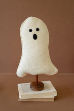Kalalou Handmade Felt Ghost on Wood Base – Halloween Shelf Decor