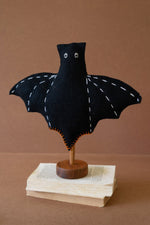 Kalalou Bat Decoration on Wood Base – Halloween Tabletop Set