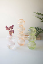 Fluted Glass Stacking Ball Vases – 14" Tall Set of 3 Decorative Home Accents by Kalalou