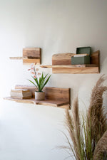 Acacia Wood Wall Shelves Set of 3 – Live-Edge Design – 9.5" Tall by Kalalou