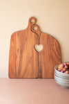 Wooden cutting board set of two with heart handle