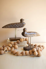 Wooden Shorebird Figurines Set of 2 Coastal Sculptures 13.5" Tall by Kalaou