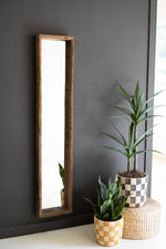 Wood Shadow Box Framed Mirror – 60" H Distressed Brown Wall Mirror with Horizontal or Vertical Hanging by Kalalou