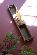 Wooden Tray with Four Candle Holders – Eco-Friendly Design by Kalalou
