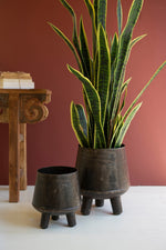 Decorative Iron Planters with Legs – 17" Tall Set of 2 by Kalalou