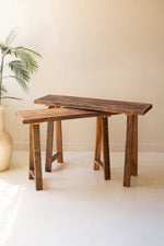 Recycled Wooden Console Table, 28"H – Brown Distressed Multi-Size Entry & Display Tables, Set of 2 By Kalalou