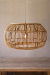 Large Round Bamboo Pendant Light 34 Inch Woven Ceiling Fixture