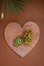 Pink Marble Heart Cheese Board – 10" Tall Stone Serving Board Set of 2 by Kalalou