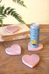 Set of four pink marble heart coasters by Kalalou