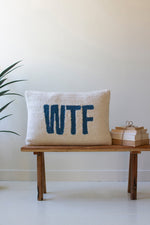WTF Hand Hooked Decorative Pillow – 16" Tall Textured Accent by Kalalou