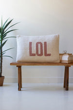 Hand Hooked LOL Pillow – 16" x 24" Playful Decorative Cushion Set of 2 by Kalalou