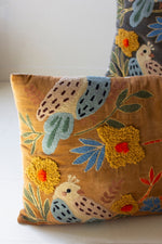 Bird motif embroidered pillow set for home decor