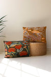 Set of two embroidered flower pillows in assorted colors