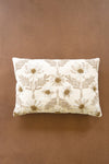 Ivory embroidered decorative pillow 16" tall