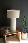 Boucle fabric table lamp with wide shade