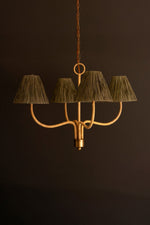 Chandelier – Rattan Wrapped Frame With Raffia Shades 20.5" Tall Ceiling Light For Dining Room by Kalalou