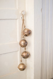 Rustic Brass Finish Bells – Hanging String for Christmas Decor