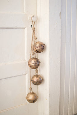 Rustic Brass Finish Bells – Hanging String for Christmas Decor