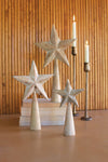 Whitewashed Wooden Star Décor Set of 6 for Mantel or Tabletop