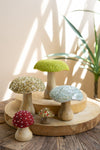 Decorative mosaic mushroom figurines in assorted sizes
