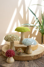 Mosaic Top Mushroom Decor Set of 5 5.5" Tall Tabletop Accents by Kalalou