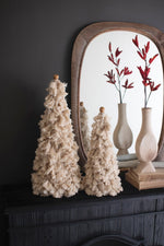 Kalalou Handmade Cotton Tassel Christmas Tree Duo – Rustic Boho Holiday Decoration