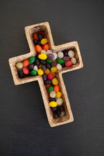 Decorative Wood Cross Bowl – 10"Tall – Handcrafted Table Display by Kalalou
