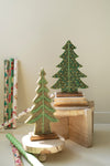 Kalalou set of two beaded wood Christmas trees