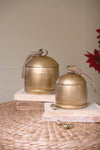 Kalalou set of two Christmas bell canisters in rustic metal finish