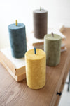 Set of Four Faux Velvet Candles – 6" Tall Decorative Accent Set