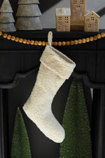 White Boucle Christmas Stocking 19" Soft Textured Holiday Mantel Decor Set of 2 by Kalalou