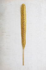 Goldenrod Woven Kejur Leaf – 48" Tall Yellow Decorative Botanical by Kalalou